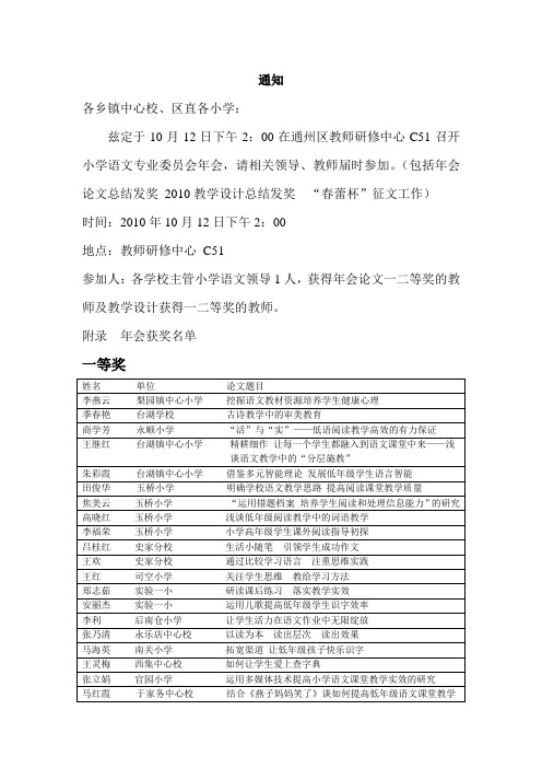 兹定于10月12日下午200在通州区教师研修中心C51召开小学语文