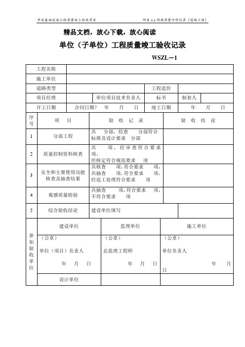 市政道路质检表(全部)