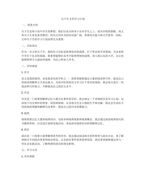 尖子生文科学习计划