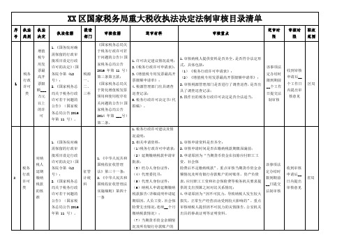 区国家税务局重大税收执法决定法制审核目录清单【模板】