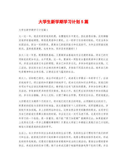 大学生新学期学习计划5篇