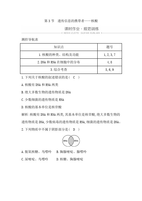 新人教版高中生物必修一同步练习：遗传信息的携带者—核酸