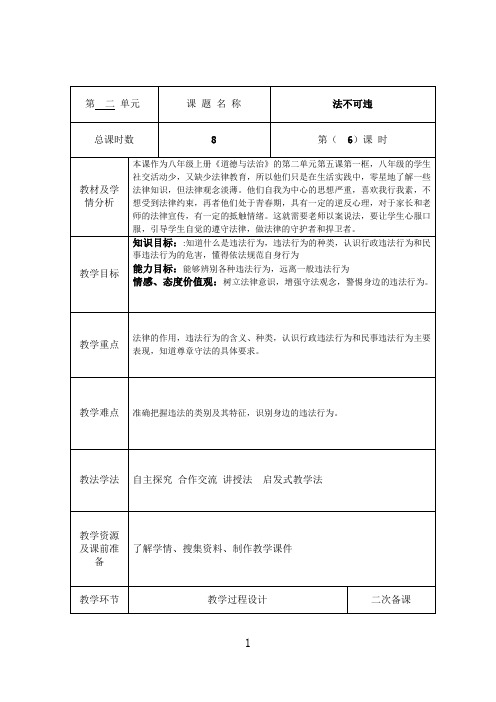 八上政治5.1《法不可违》教案