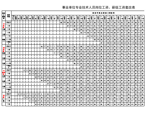 事业单位专业技术人员薪级工资套改表