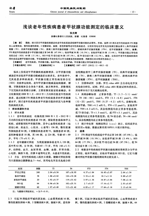 浅谈老年性疾病患者甲状腺功能测定的临床意义