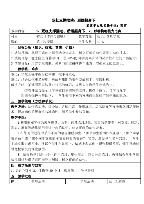 双杠支撑摆动、后摆挺身下