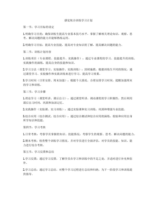 感觉统合训练学习计划