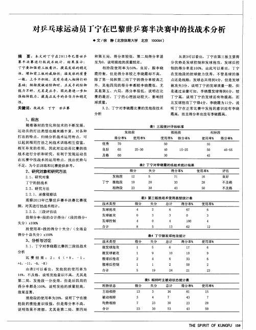 对乒乓球运动员丁宁在巴黎世乒赛半决赛中的技战术分析