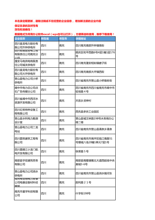 2020新版四川南充电力企业公司名录名单黄页联系方式大全196家