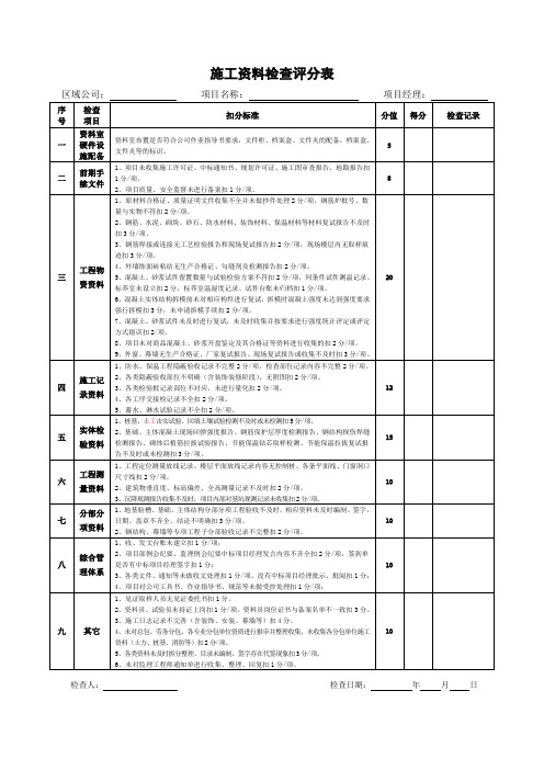 施工资料检查表