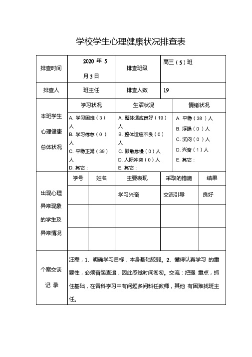 学校学生心理健康状况排查表.doc