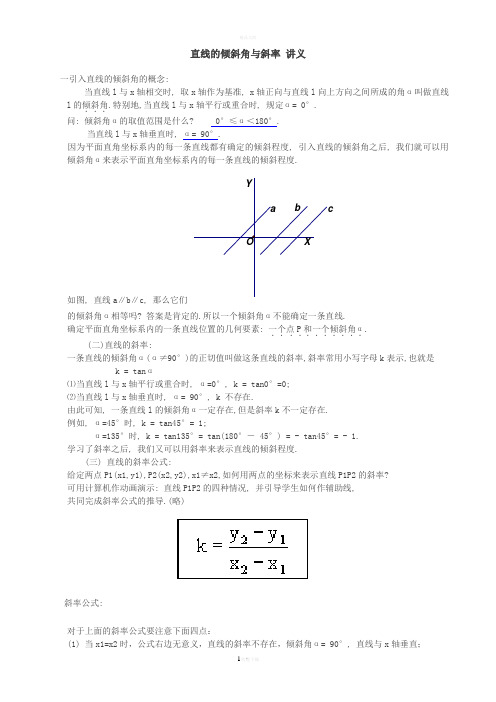 直线的倾斜角与斜率经典例题(学生版