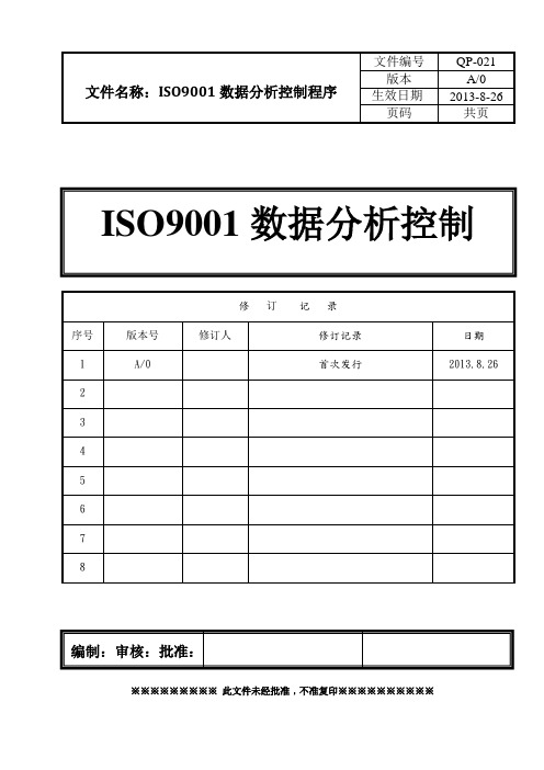 ISO9001数据分析程序(含表格)