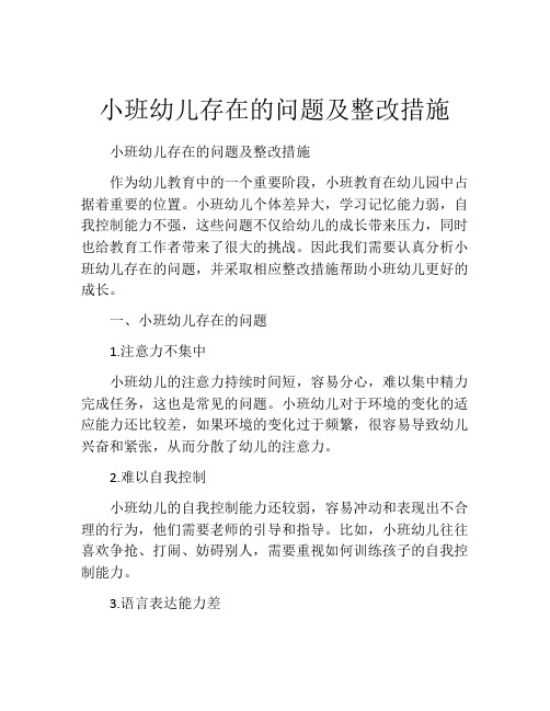 小班幼儿存在的问题及整改措施