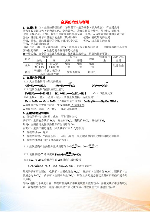 九年级化学上册 第五章 金属的冶炼与利用知识点归纳 (新版)沪教版