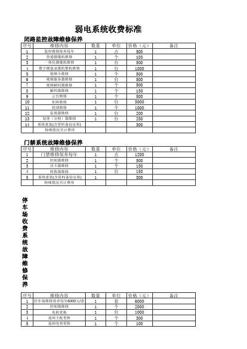 弱电系统  收费标准