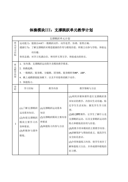 40水平五 跳箱单元18课时计划-《跳箱-斜进助跑直角腾越》教案