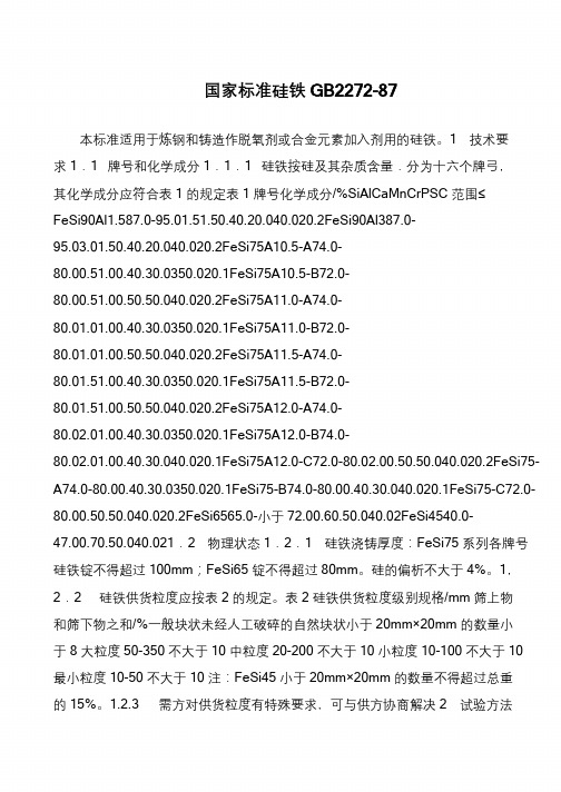 国家标准硅铁GB2272-87