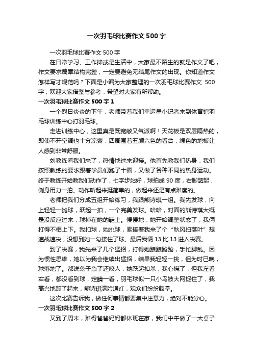 一次羽毛球比赛作文500字