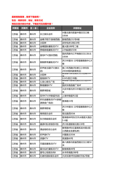 新版江苏省泰州市泰兴市KTV企业公司商家户名录单联系方式地址大全40家