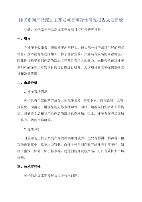 柿子系列产品深加工开发项目可行性研究报告立项新版