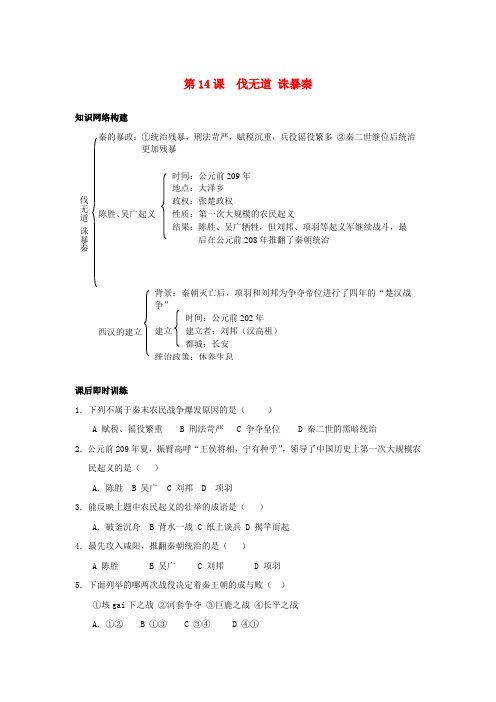 七年级历史上册 第14课《伐无道 诛暴秦》同步测试 岳麓版