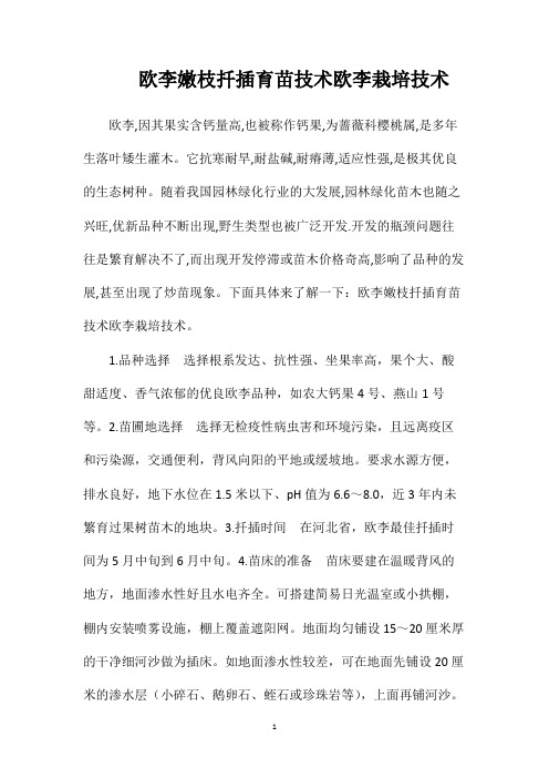 欧李嫩枝扦插育苗技术欧李栽培技术