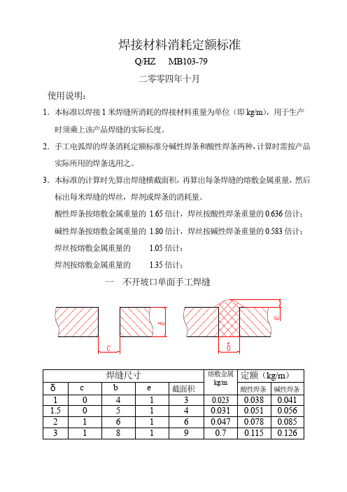 焊接材料消耗定额标准