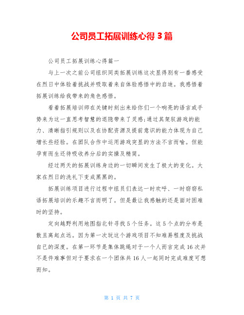 公司员工拓展训练心得3篇