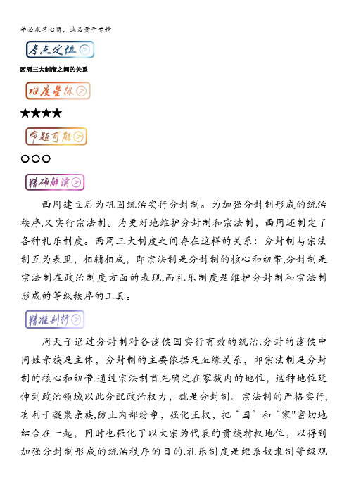 高中历史(一轮复习)最拿分考点系列：考点 西周三大制度之间的关系 