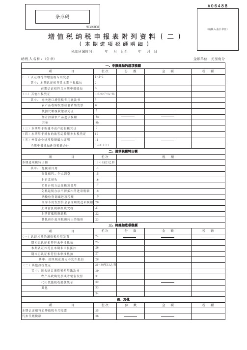 增值税纳税申报表附列资料(二)