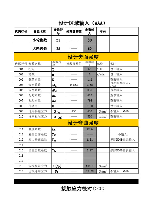 齿轮强度参数自动计算表格20151025