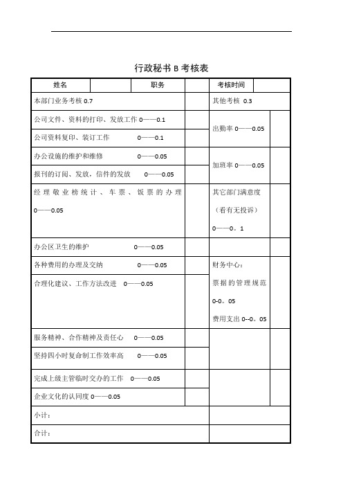 行政秘书考核表