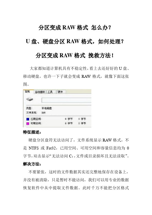 U盘、硬盘分区RAW格式 如何处理