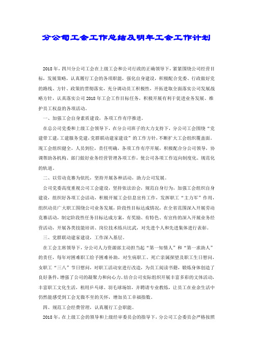 分公司工会工作总结及明年工会工作计划.docx