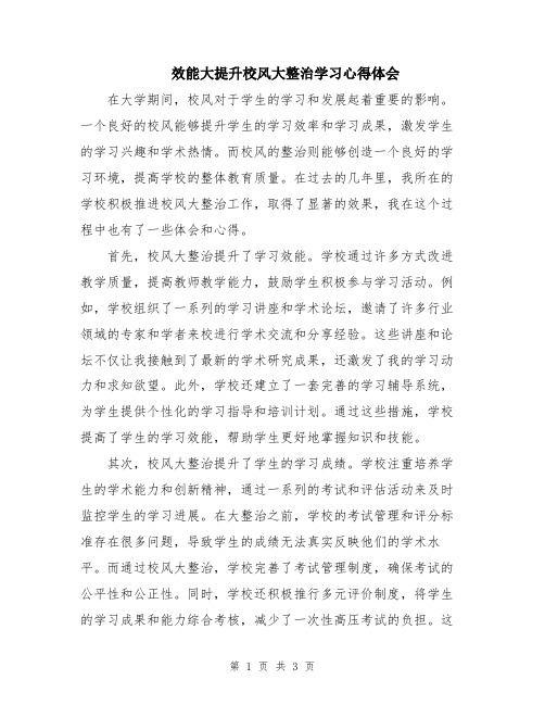 效能大提升校风大整治学习心得体会