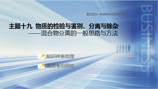 2025年中考化学一轮复习主题十九 物质的检验与鉴别、分离与除杂——混合物分离的一般思路与方法课件