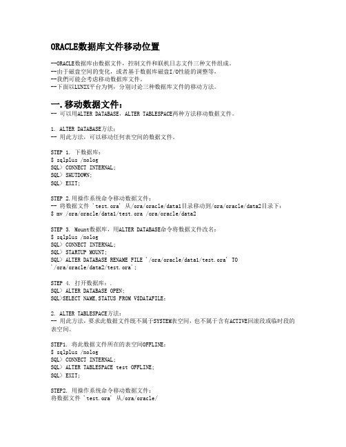 Linux系统下ORACLE数据库文件移动