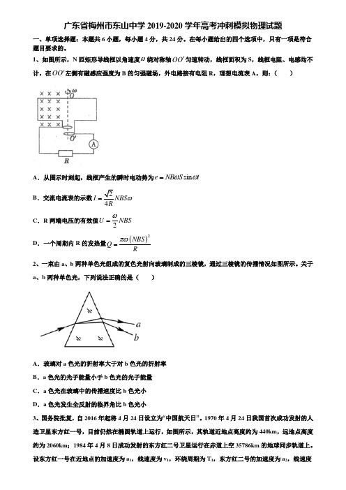 《加16套高考模拟卷》广东省梅州市东山中学2019-2020学年高考冲刺模拟物理试题含解析