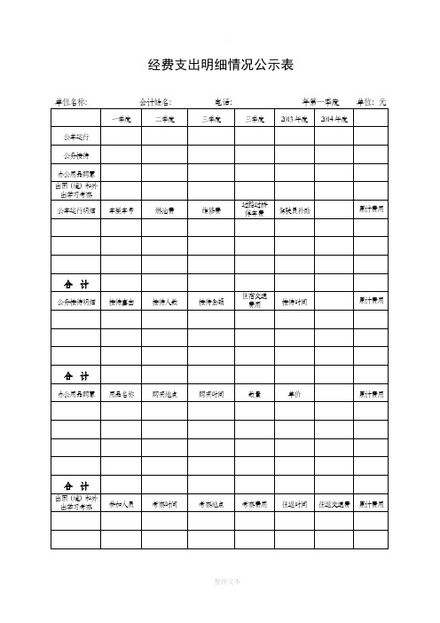 经费支出明细情况公示表