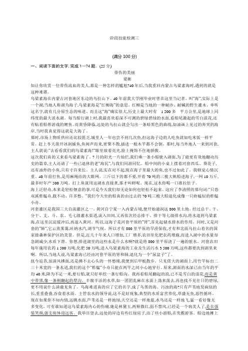 届高考语文第一轮考点专项复习阶段技能检测三现代文阅读训练教案