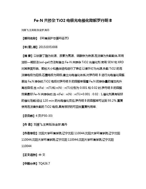 Fe-N共掺杂TiO2电极光电催化降解罗丹明B