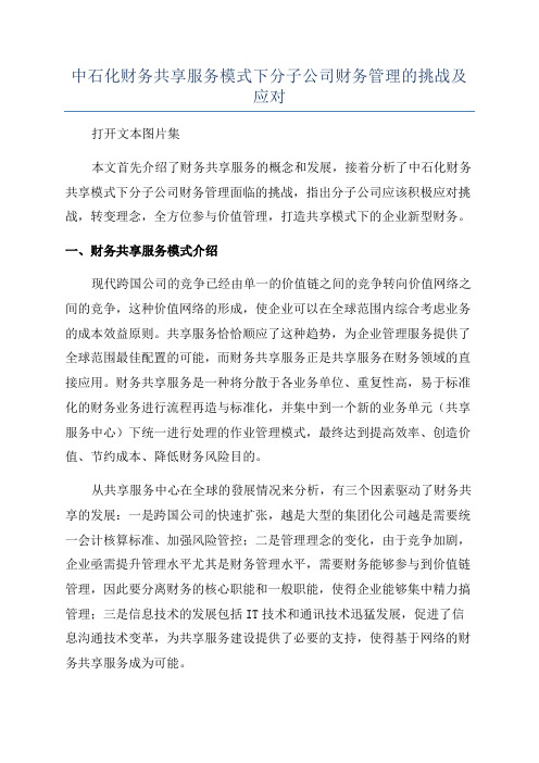 中石化财务共享服务模式下分子公司财务管理的挑战及应对