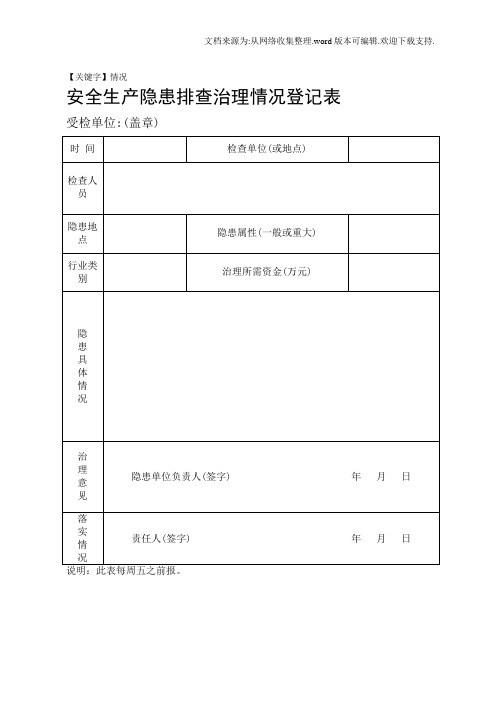 【情况】安全生产隐患排查治理情况登记表