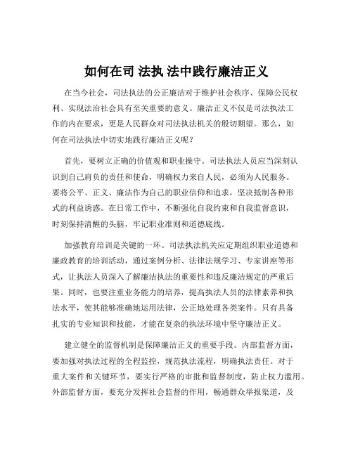 如何在司 法执 法中践行廉洁正义