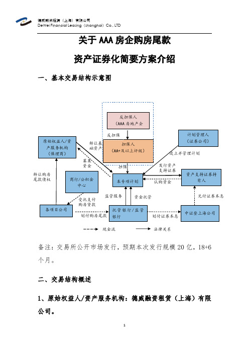 关于购房尾款资产证券化简要方案介绍(20180525)