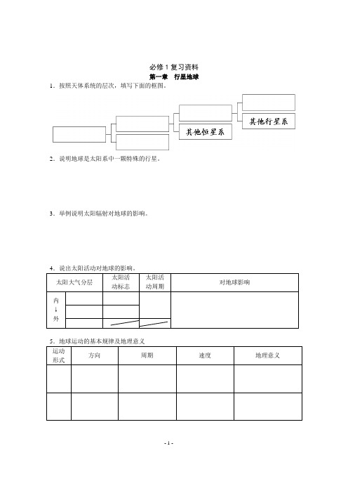 高一地理必修1复习资料