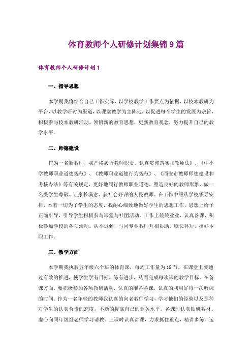 体育教师个人研修计划集锦9篇