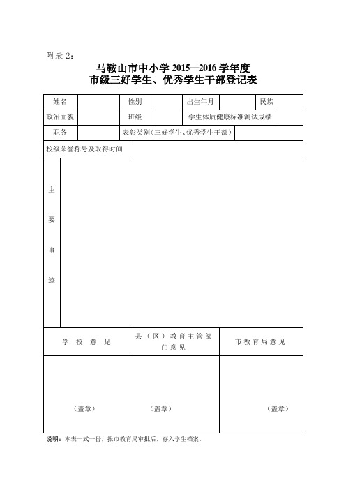 表彰登记表