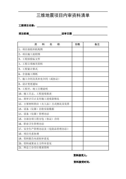 工程内部审计验证所需资料清单